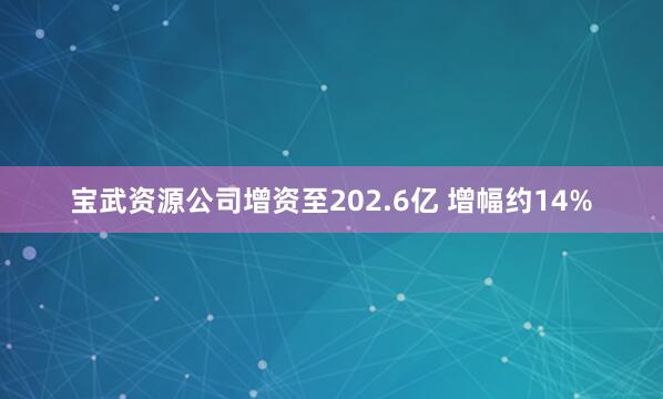 宝武资源公司增资至202.6亿 增幅约14%