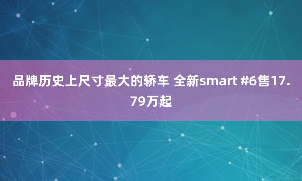 品牌历史上尺寸最大的轿车 全新smart #6售17.79万起