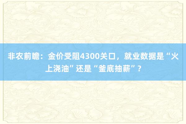 非农前瞻：金价受阻4300关口，就业数据是“火上浇油”还是“釜底抽薪”？