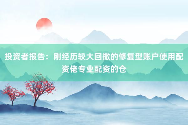 投资者报告：刚经历较大回撤的修复型账户使用配资佬专业配资的仓