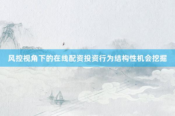 风控视角下的在线配资投资行为结构性机会挖掘