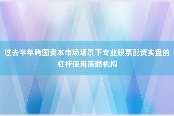 过去半年跨国资本市场场景下专业股票配资实盘的杠杆使用策略机构