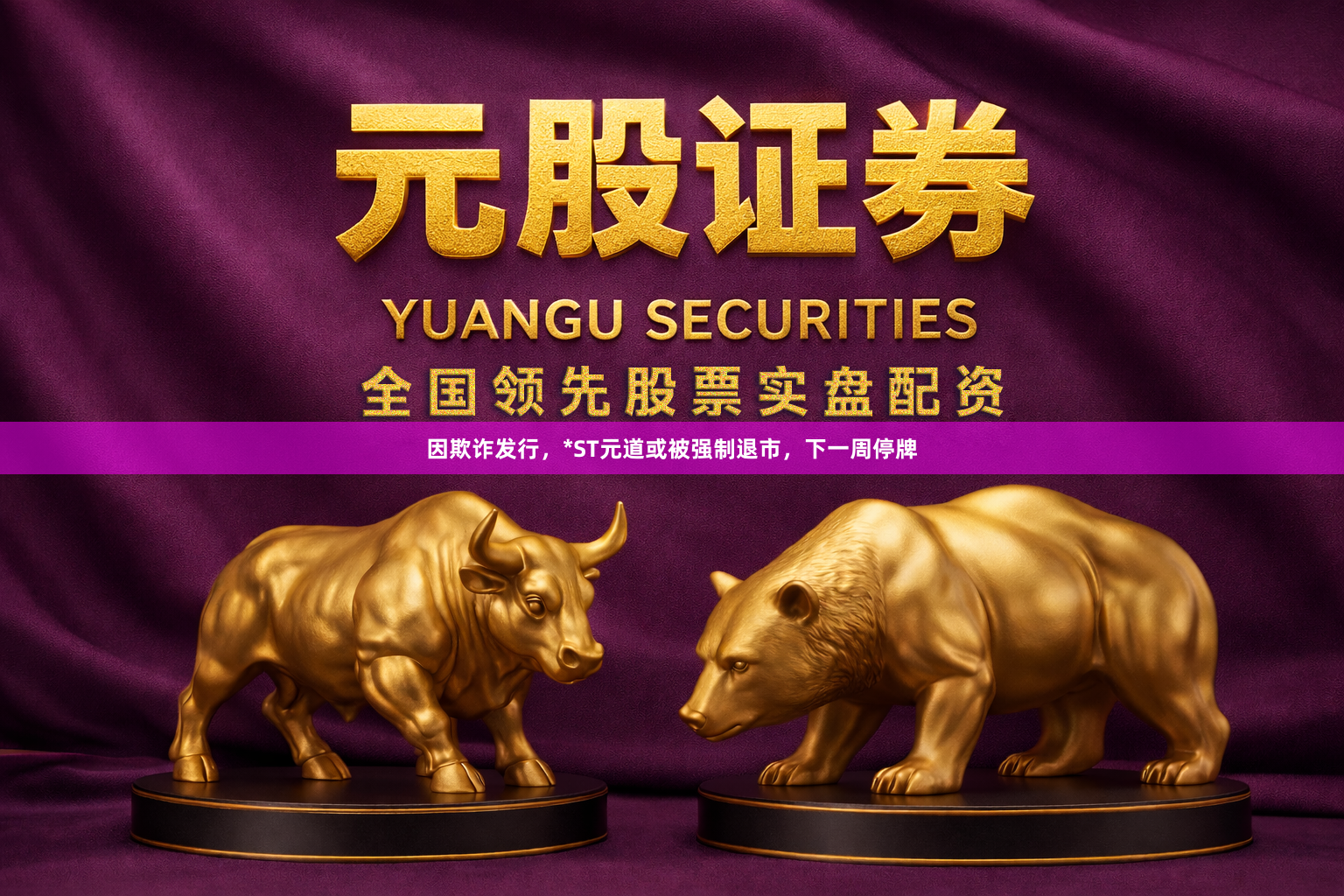 因欺诈发行，*ST元道或被强制退市，下一周停牌