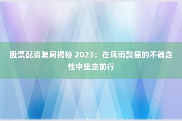 股票配资骗局揭秘 2023：在风雨飘摇的不确定性中坚定前行