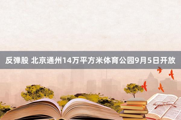 反弹股 北京通州14万平方米体育公园9月5日开放