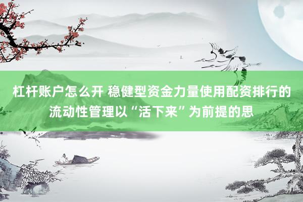 杠杆账户怎么开 稳健型资金力量使用配资排行的流动性管理以“活下来”为前提的思