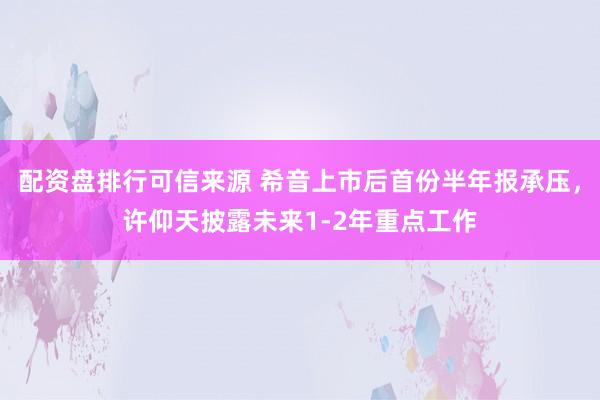 配资盘排行可信来源 希音上市后首份半年报承压，许仰天披露未来1-2年重点工作